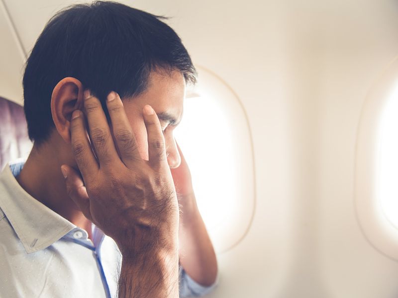 Man on plane whose ringing in the ears worsened.